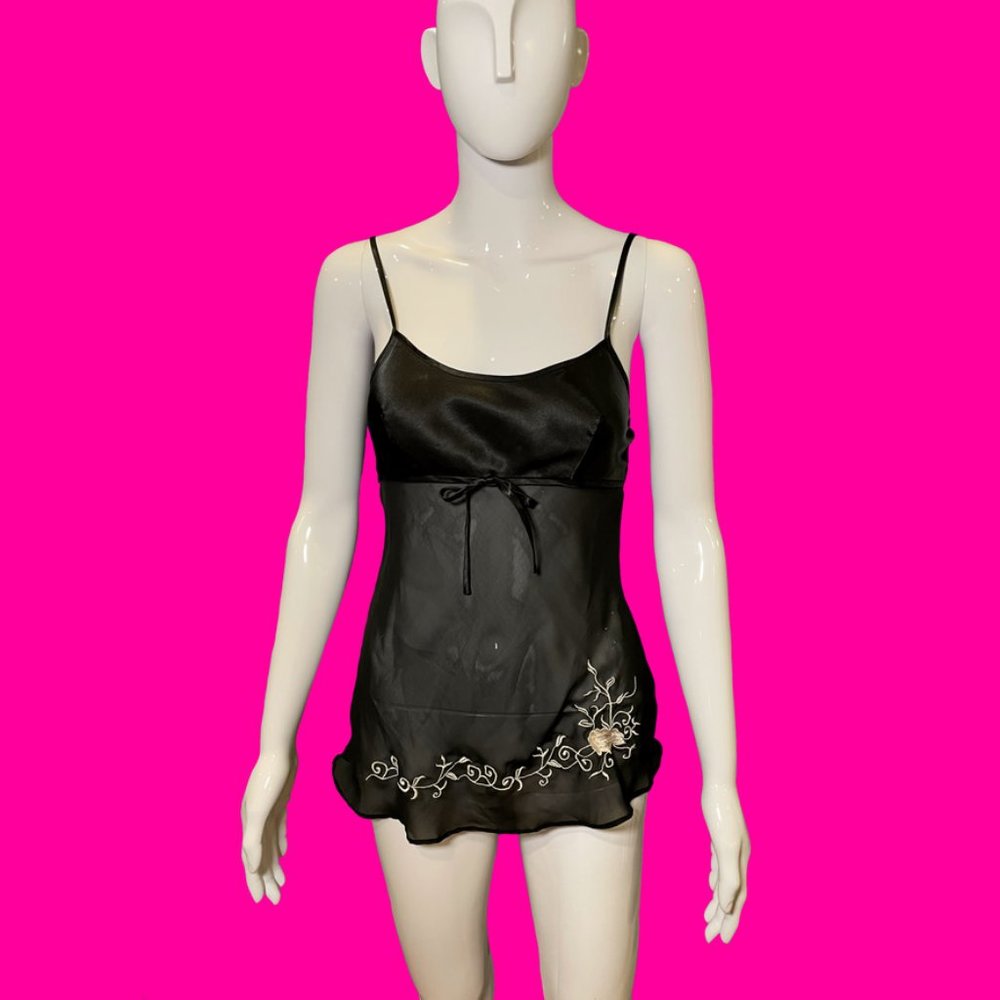 Embroidered Sheer Vintage Lingerie Cami Top